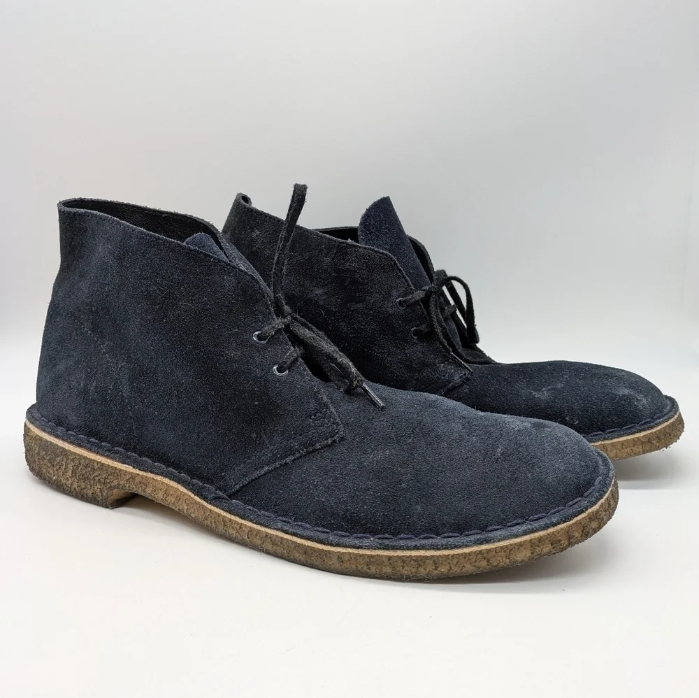 Clarks Desert Boot blue suede lace up crepe sole boot 12